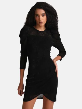 Stretchable Mesh Wrap Mini Dress