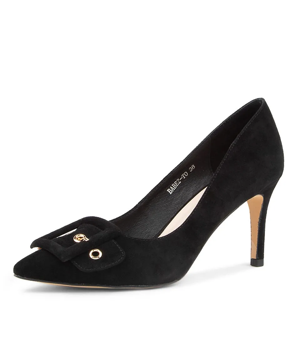 TOP END Babez Black Suede Heels