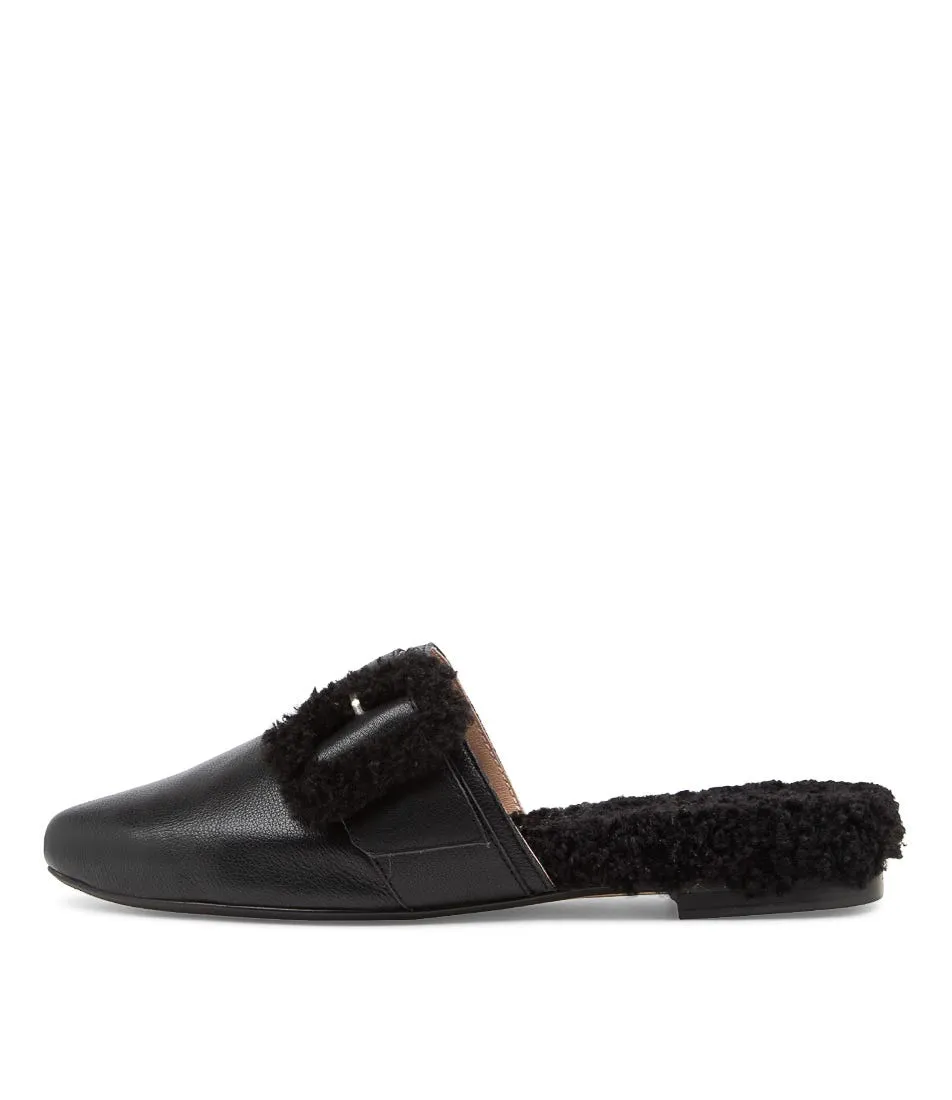 TOP END Flynn Black Leather Mules