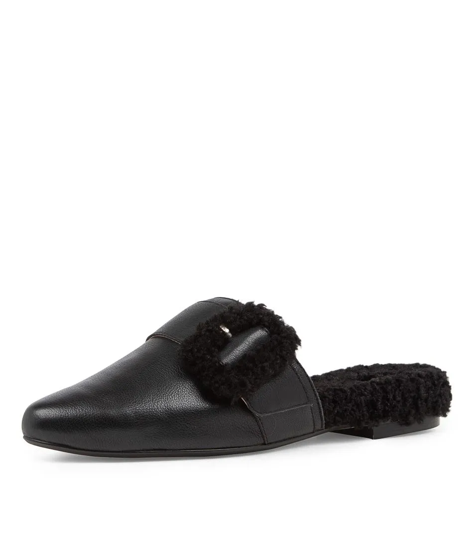 TOP END Flynn Black Leather Mules