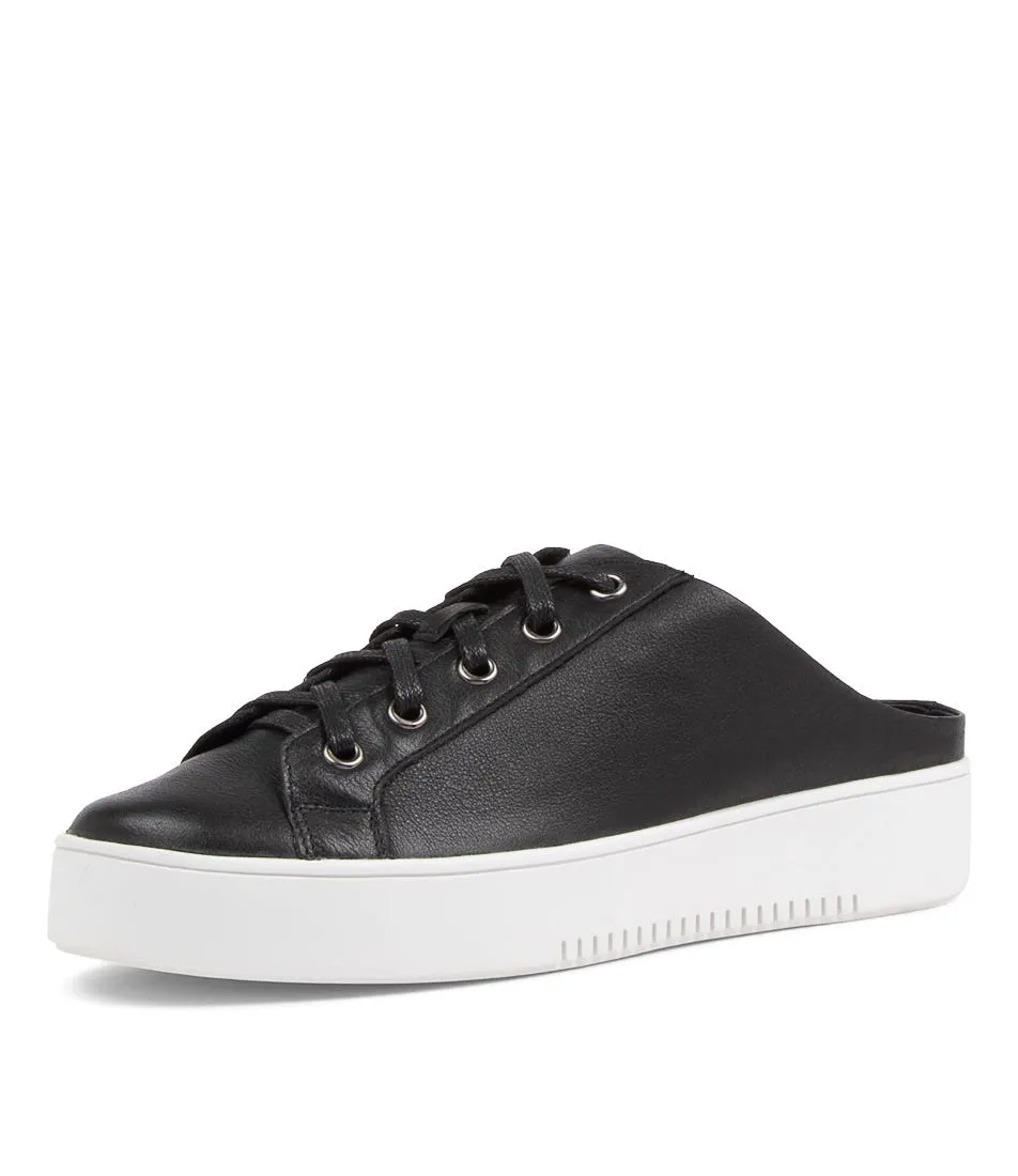 TOP END Larley Black Leather Sneakers White Sole