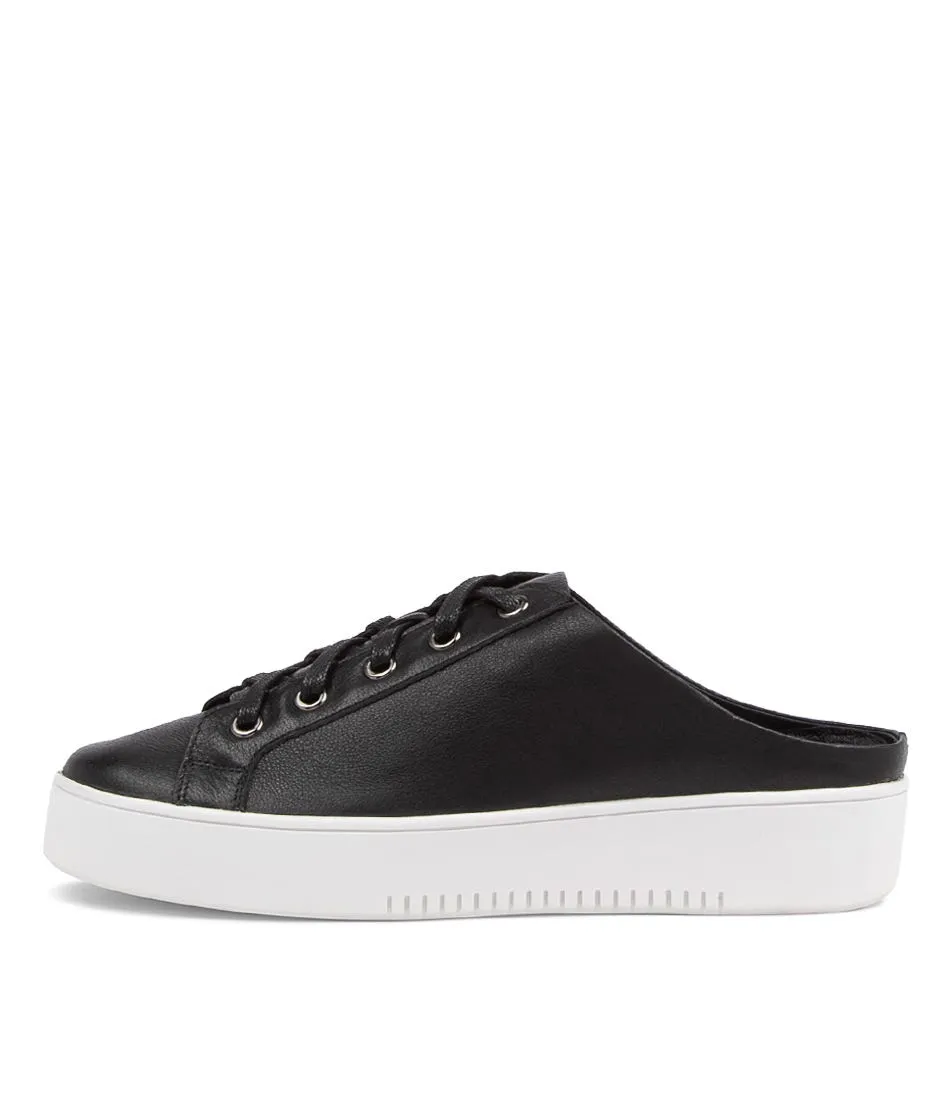 TOP END Larley Black Leather Sneakers White Sole