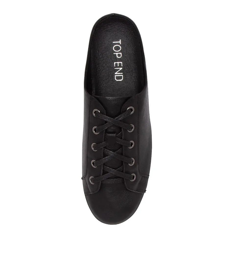 TOP END Larley Black Leather Sneakers White Sole