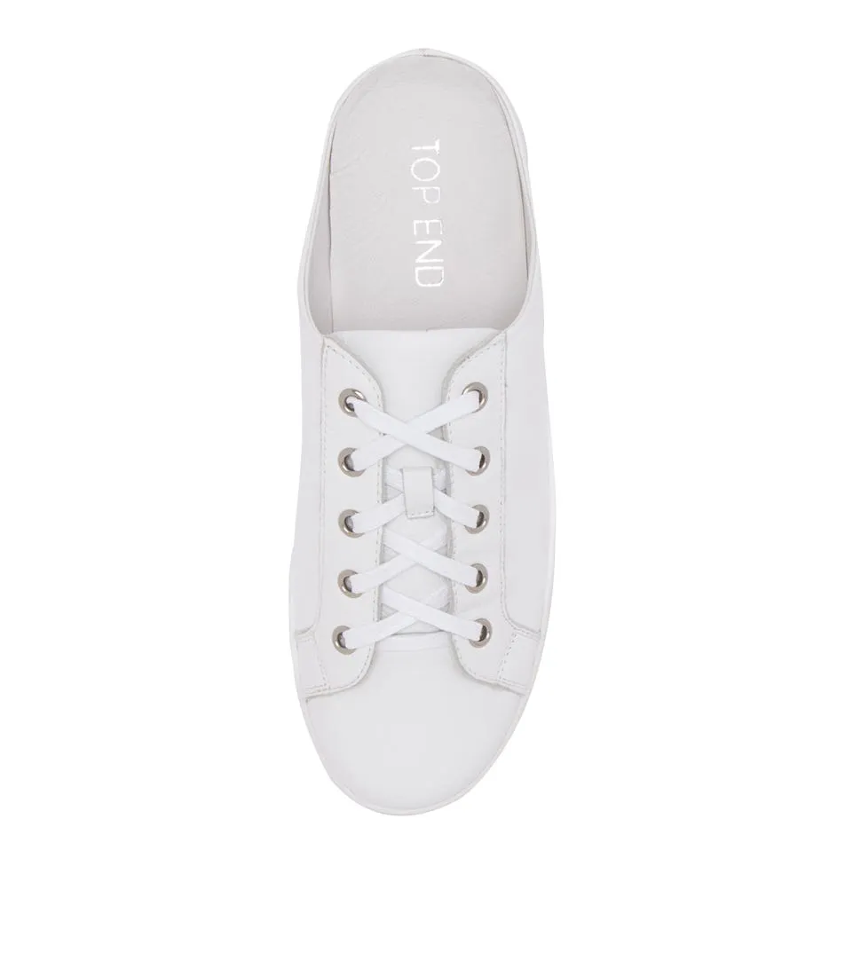 TOP END Larley White Leather Sneakers White Sole