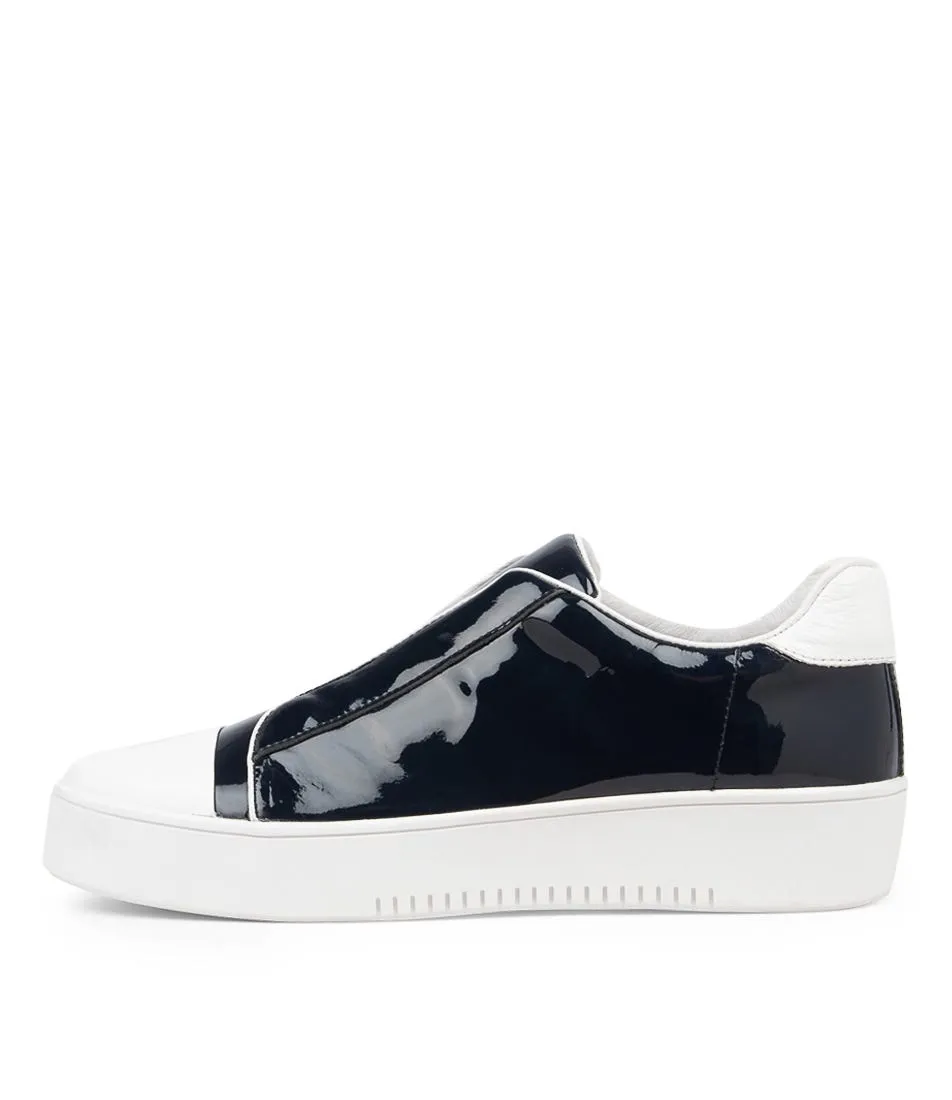 TOP END Lunda White Navy Leather Sneakers