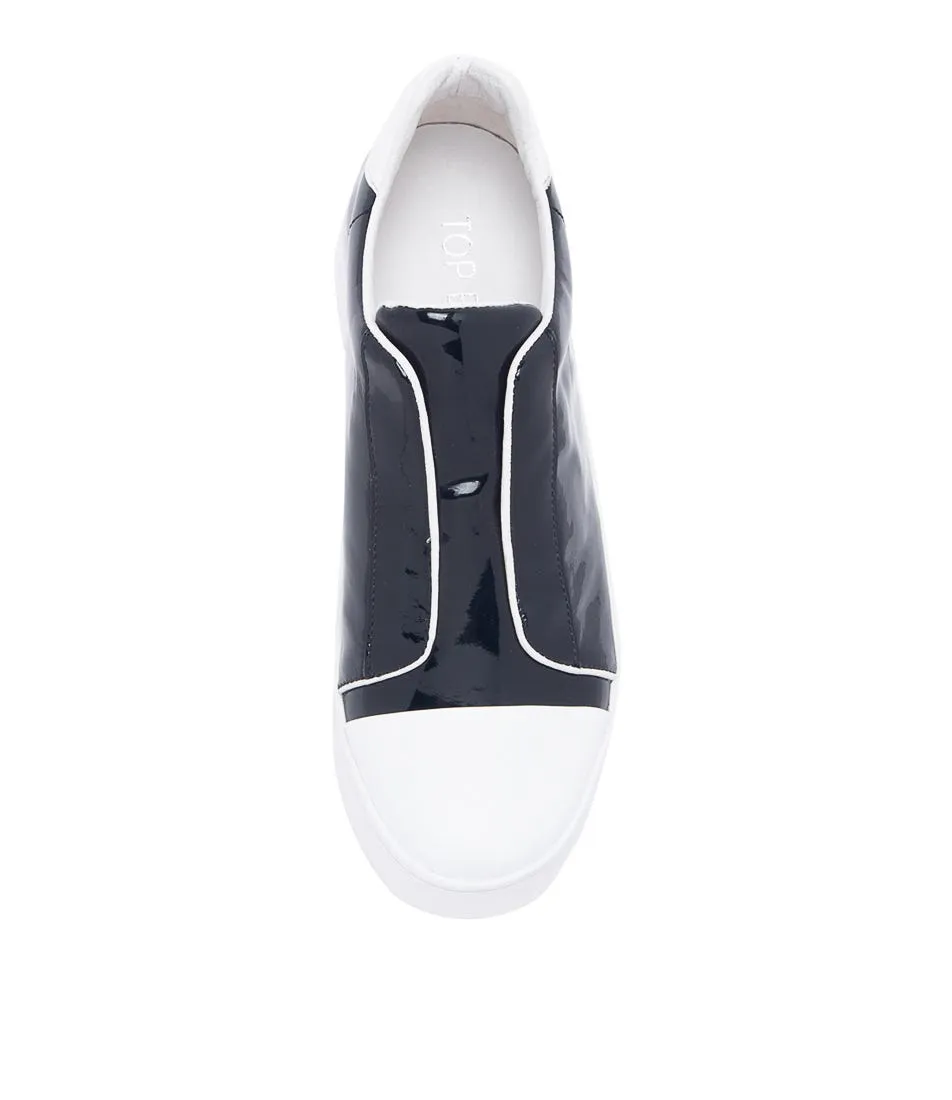 TOP END Lunda White Navy Leather Sneakers