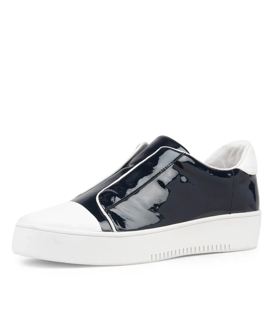 TOP END Lunda White Navy Leather Sneakers