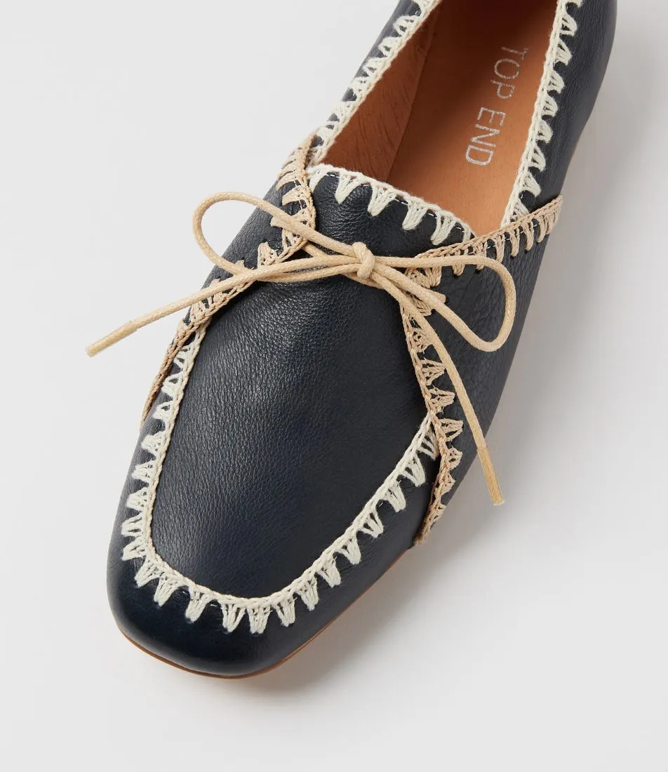 TOP END Maire Navy Natural Leather Mary Janes