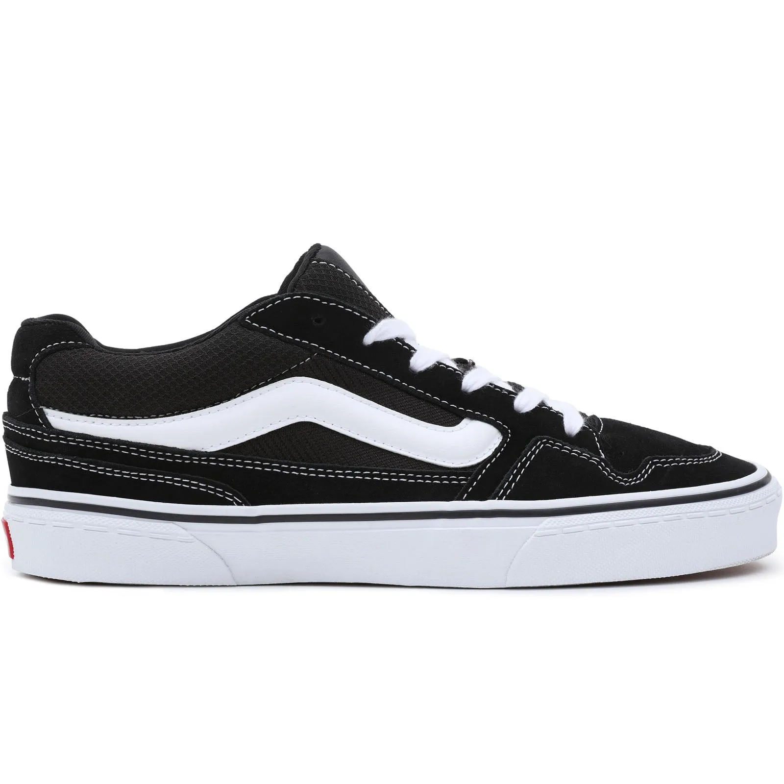 Vans Mens Caldrone Low Rise Canvas Lace Up Trainers  - Black/White