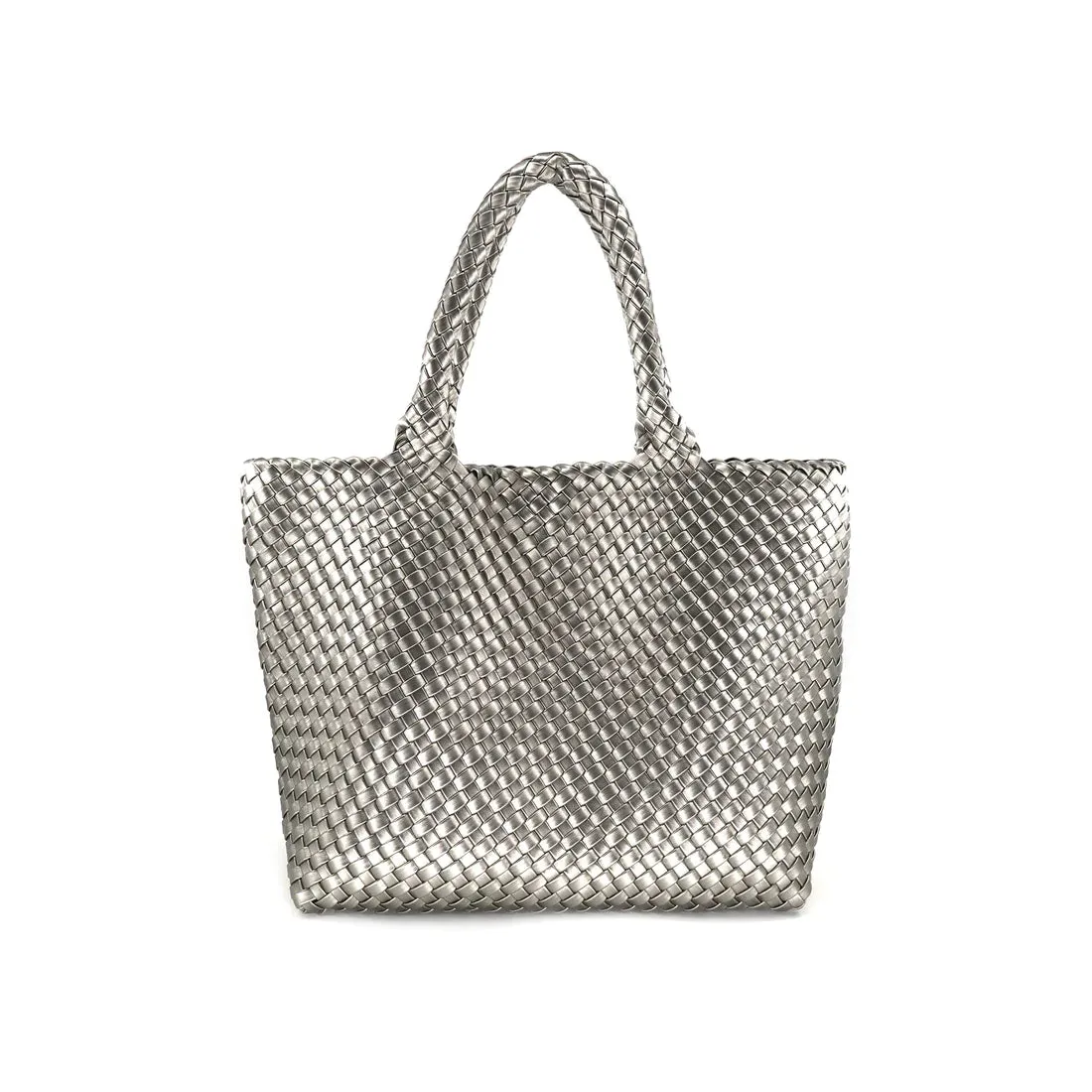 Vegan Leather Woven Tote - (multiple colors)