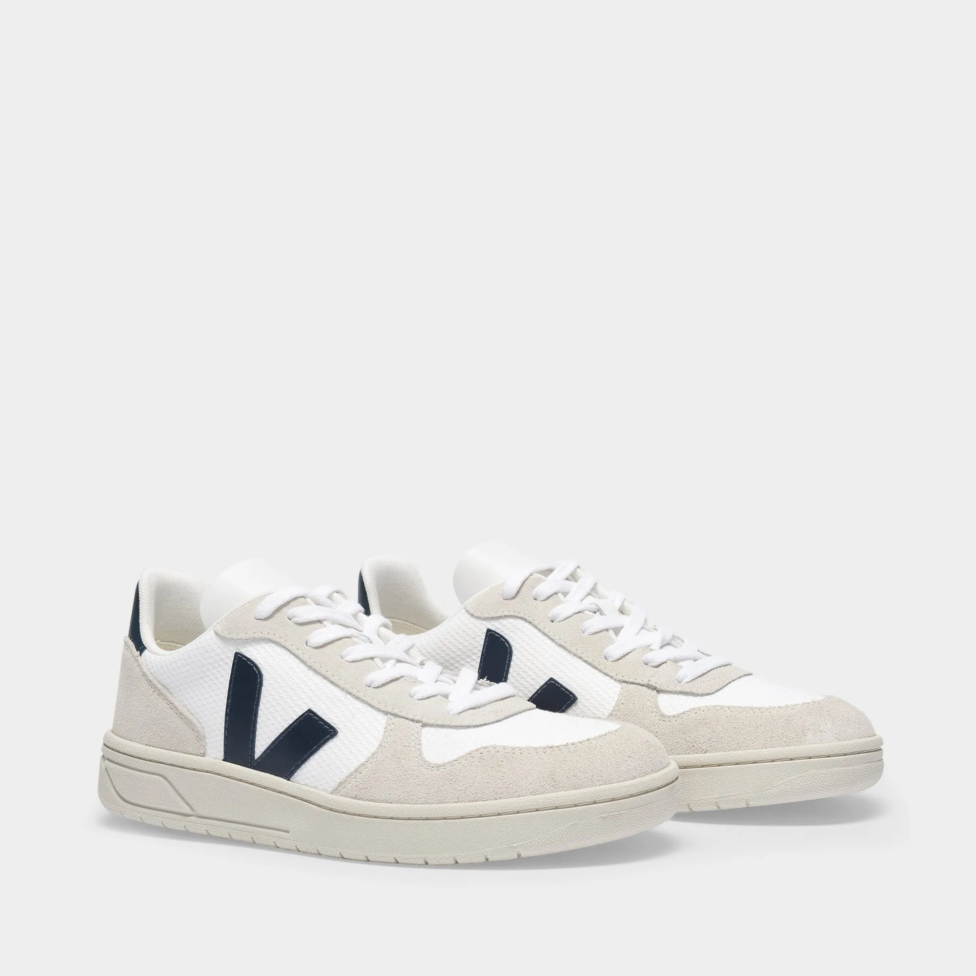 Veja  V-10 Sneakers in White and Blue B-Mesh