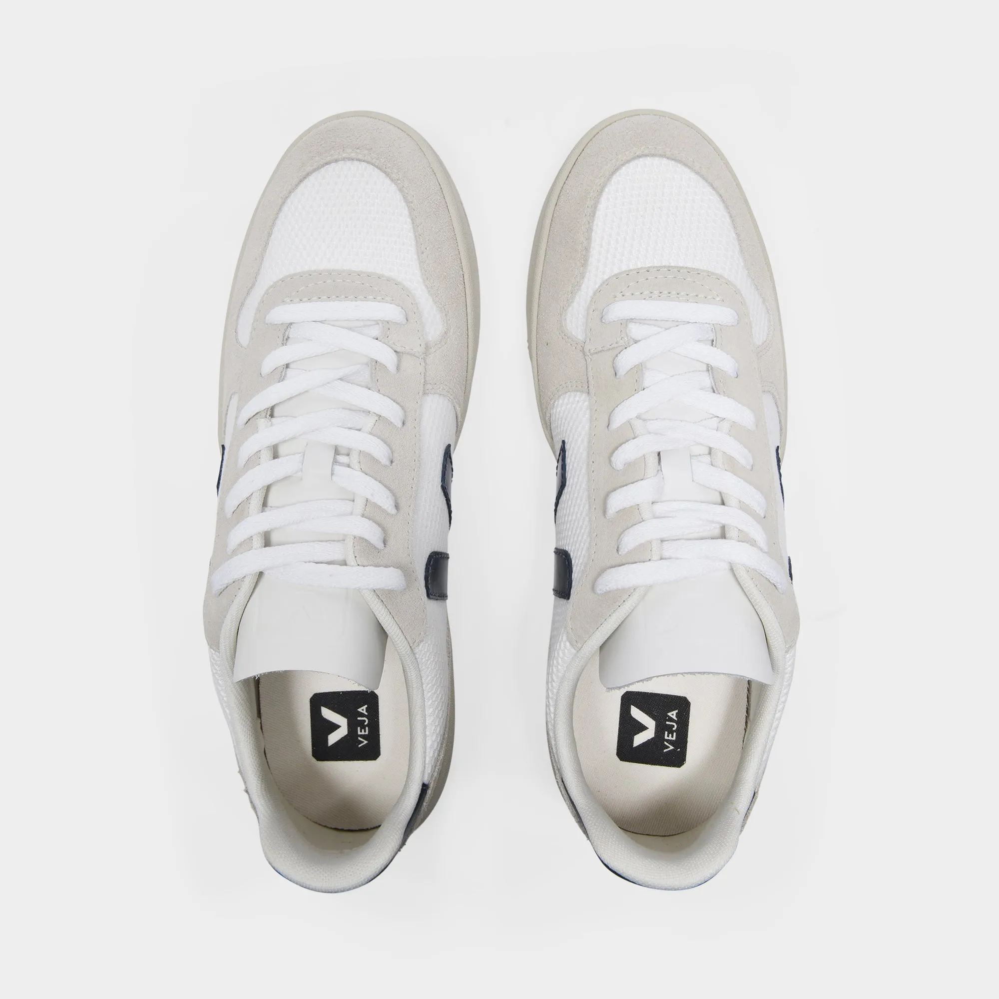 Veja  V-10 Sneakers in White and Blue B-Mesh