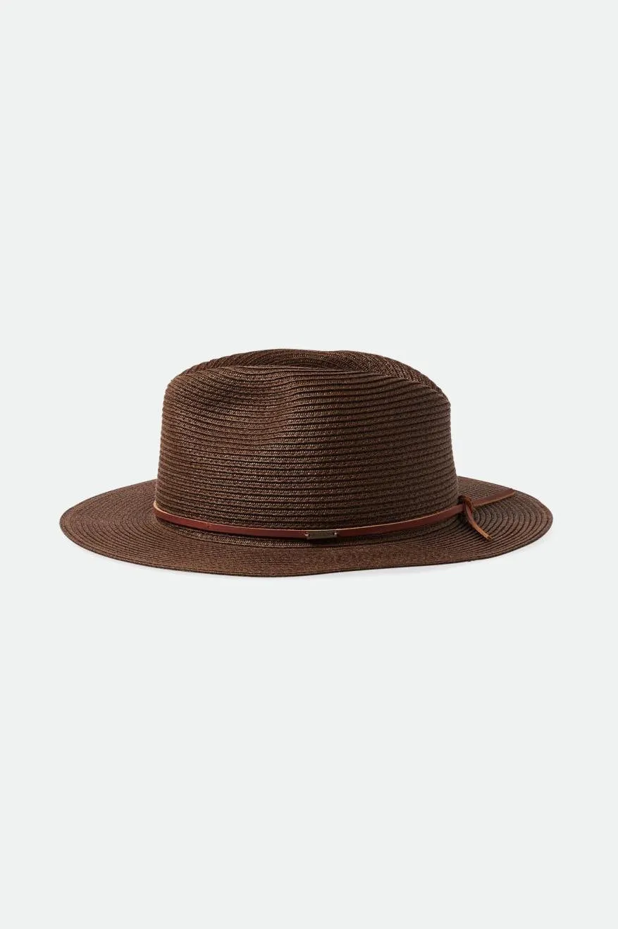 Wesley Straw Packable Fedora - Dark Earth