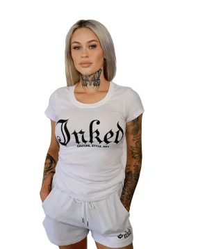 Women's Inked Mag Logo Scoop Neck Tee - White